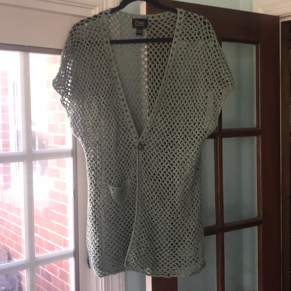 Handknit Tunic, sage green, one size